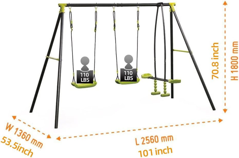Load image into Gallery viewer, Triple Metal Children’s Swing Set Safe for Outdoor Play Supports up to 440lbs
