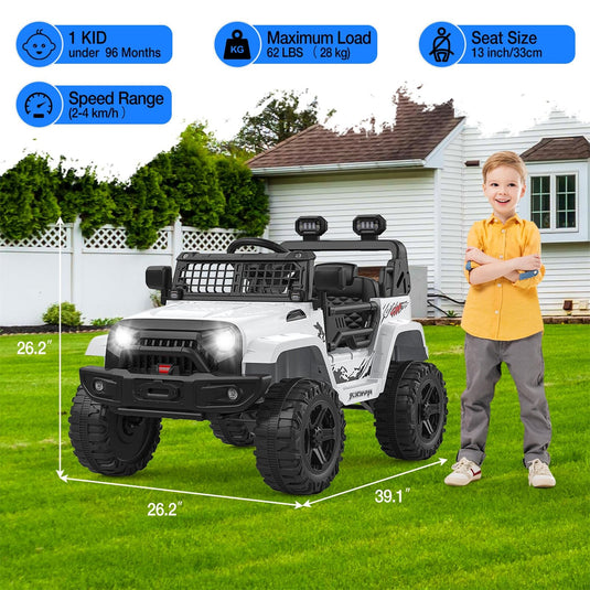 12V Kids Ride-On Truck with Parent Remote Control, LED Lights, AUX Port, and Dual Speakers
