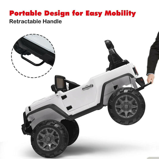 2-Seater Battery-Powered Jeep Car for Kids with Parental Remote Control - White