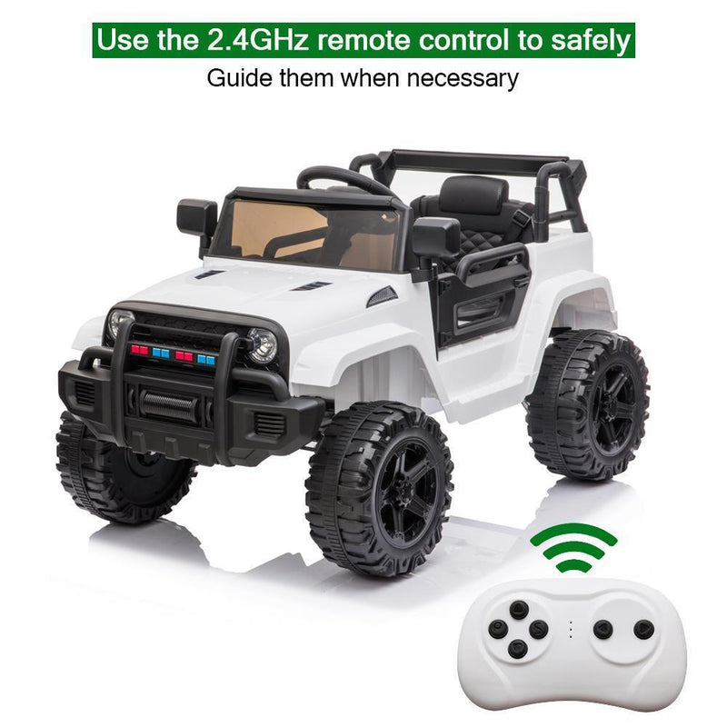 Load image into Gallery viewer, White 12V Electric Ride On Car for Kids with Music and Remote Control - 4 Wheels Fun Toy
