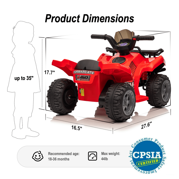 Load image into Gallery viewer, Red 6V Electric Four-Wheeler Ride on Toy for Toddlers - Perfect for Little Adventurers!
