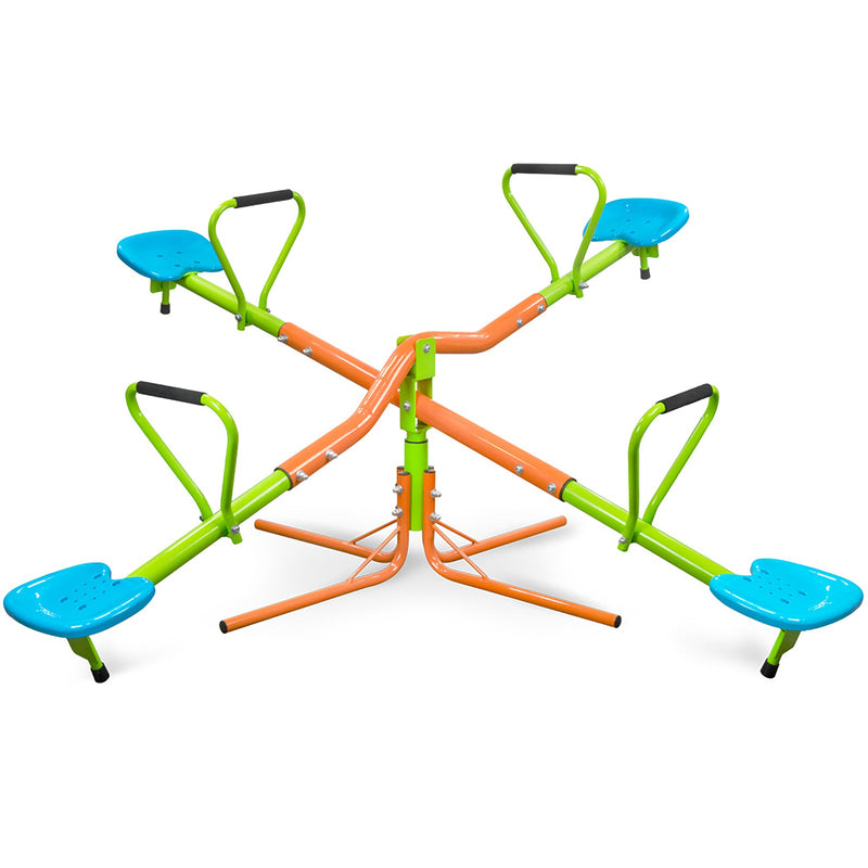 Load image into Gallery viewer, Outdoor Kids Playground Seesaw with Four Seats and 360-Degree Rotating Sturdy Design
