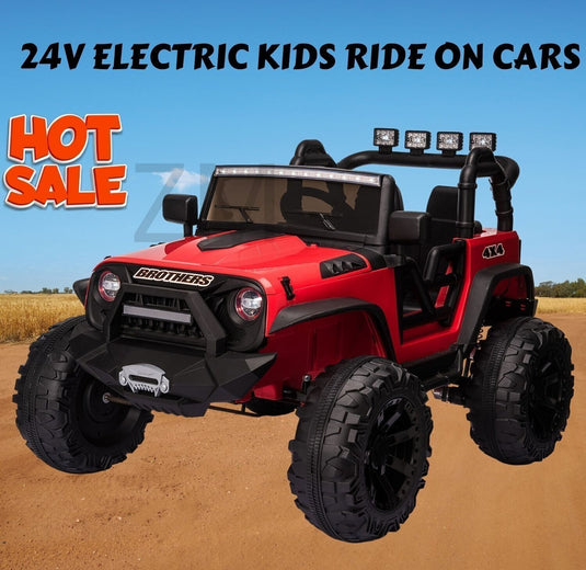Electric 24V Battery Kids Ride On Car Toy Jeep with USB, Bluetooth, and Remote Control Features