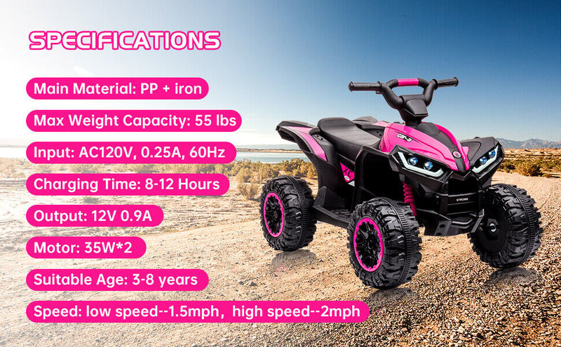 Load image into Gallery viewer, Electric 4-Wheels Car Truck ATV for Kids Ages 3+: 12V Battery Powered Ride On Toy
