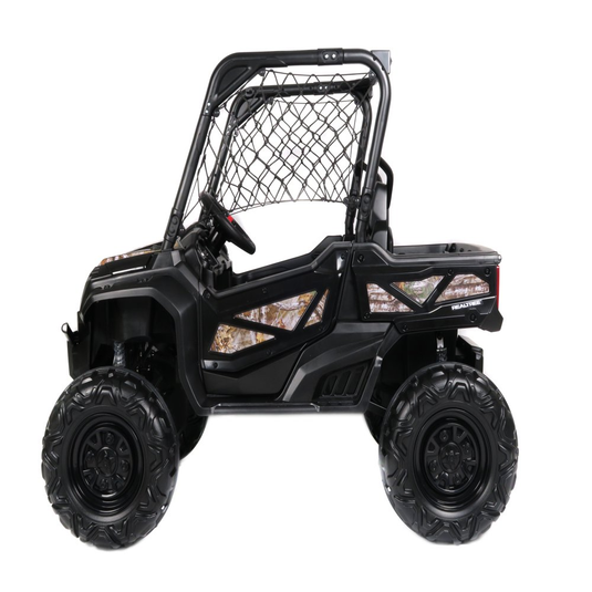 24V Electric UTV for Two Riders with Large Storage Compartment Dual Drive Option - Jet Black