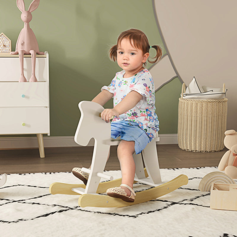 Load image into Gallery viewer, Wooden Rocking Horse Ride-On Toy with Safety Class for Toddlers 1-3 Years

