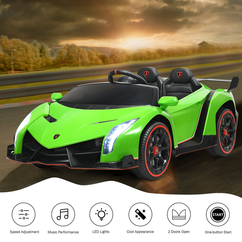 Load image into Gallery viewer, Licensed 12V Lamborghini Kids Ride On Car with RC &amp; Swing Function - Green, 2-Seater
