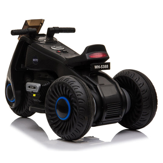 Black 3-Wheel Double Drive Electric Motorcycle for Kids