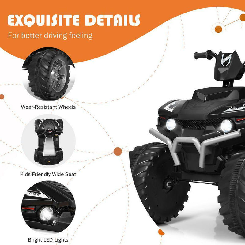 Load image into Gallery viewer, 12V Electric ATV Quad for Kids with Music, LED Lights, and Black Finish
