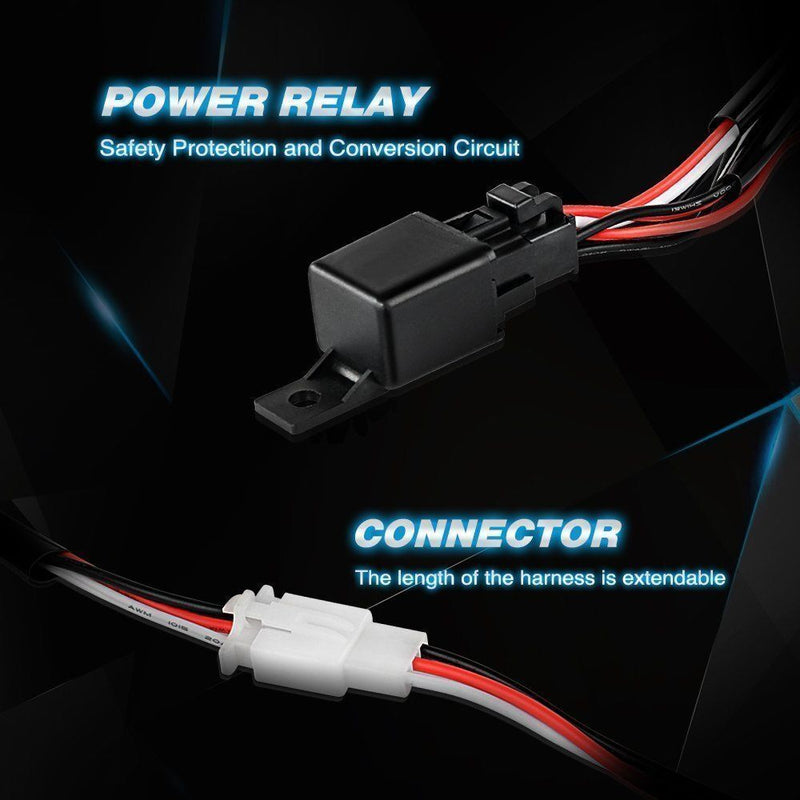 Load image into Gallery viewer, LED LIGHT BAR WIRING HARNESS KIT (2 LEADS 16AWG) WITH FUSE 12V 40A RELAY 3/4" ON/OFF SWITCH
