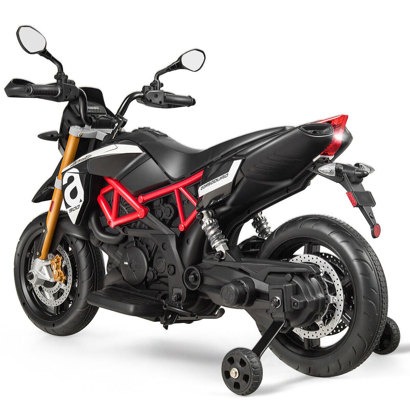 Load image into Gallery viewer, 12V Kids Ride-On Aprilia Motorcycle with Training Wheels - Black
