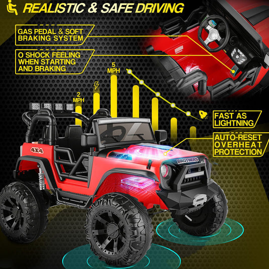Electric 2 Seater Kids Ride On Truck with Remote Control and Powerful 200W Motors - 3 Speed Options and Long-Lasting Battery