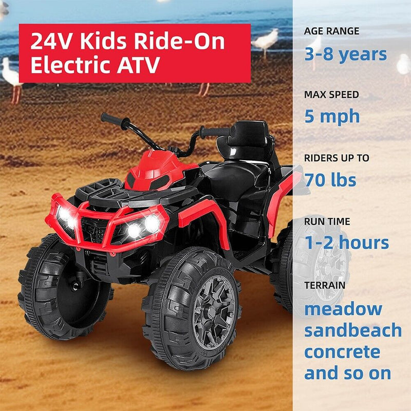 Load image into Gallery viewer, Electric ATV Off-Road Quad Car Toy for Kids - 24V with LED Lights and Dual Speed Options
