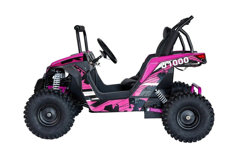 Load image into Gallery viewer, Pink 48V 1000W UTV Children&#39;s Electric Three Speed Single Seat Brushless Roll Cage
