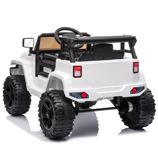 White 12V Electric Ride On Car for Kids with Music and Remote Control - 4 Wheels Fun Toy