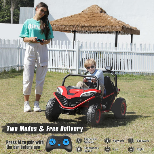 ELEMARA 2 Seater Kids' Ride-on Car, 12V Battery-Powered Off-Road UTV Toy, 4 Wheel Drive