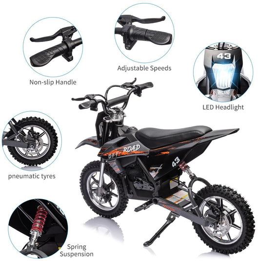 36V Battery-Powered Off-Road Electric Ride-On Motorcycle for Kids