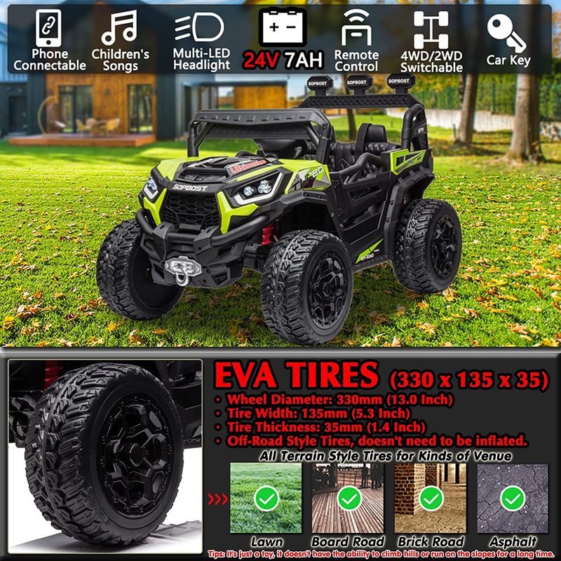 Load image into Gallery viewer, Remote Controlled Kids Electric 4x4 Truck Ride-on Toy - 24V Quad ATV
