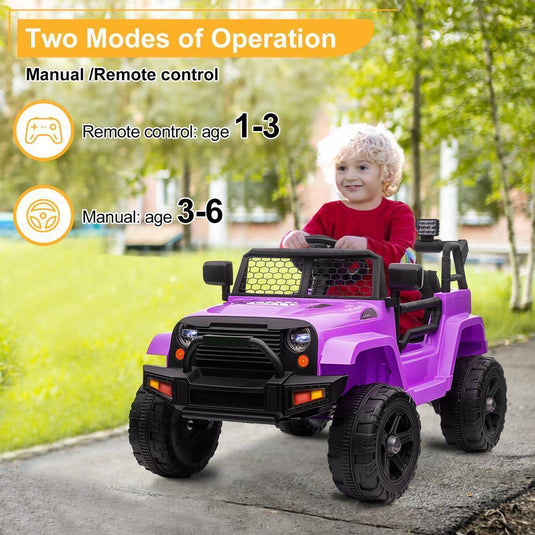 Electric Ride-On Car for Kids with Music, Lights, and Remote Control - Purple
