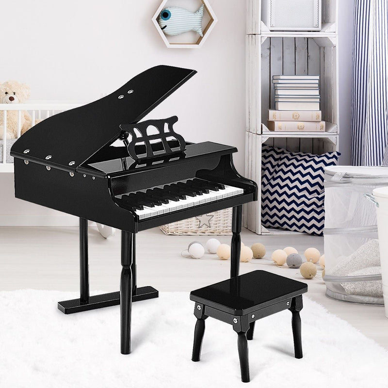 Load image into Gallery viewer, Stylish and Sturdy 30-Key Children&#39;s Grand Piano with Bench in Black
