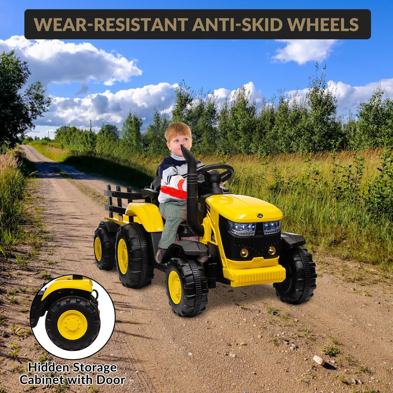 Load image into Gallery viewer, 12V Electric Ride-On Tractor with Trailer for Kids, Battery Powered Vehicle
