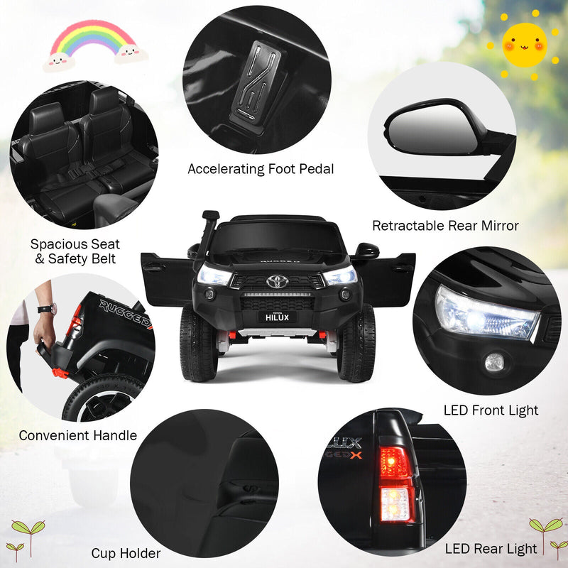 Load image into Gallery viewer, Licensed Toyota Hilux Ride On Truck Car 2-Seater 4WD with Remote Control - Painted Black
