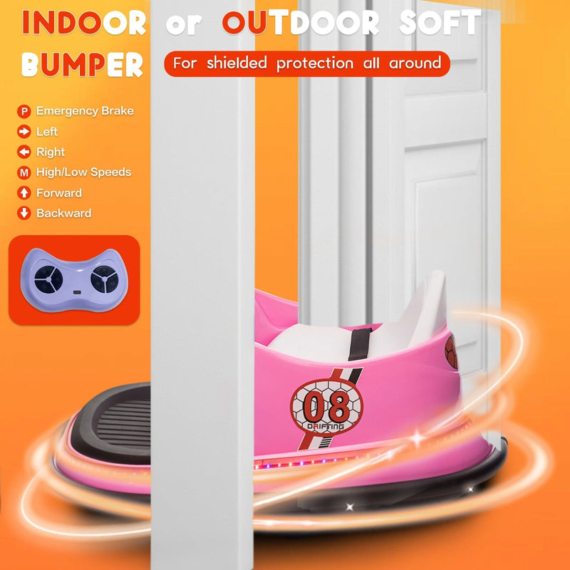 Load image into Gallery viewer, 6V Pink Toddler Ride-On Bumper Car with Remote Control and 360° Spin
