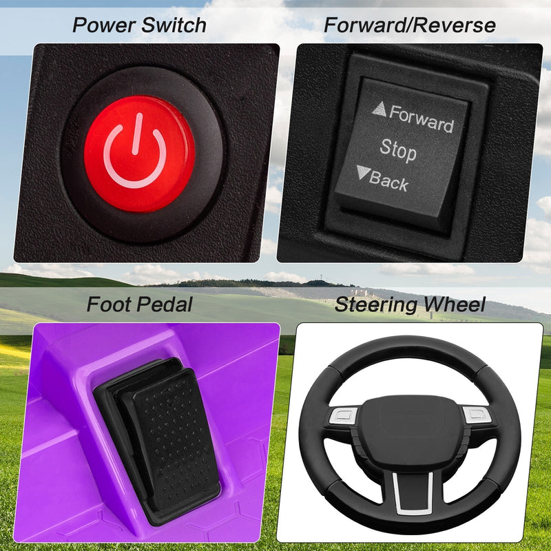 Load image into Gallery viewer, 12V Kids Ride-On Power Wheels Remote Control Truck Vehicle Purple
