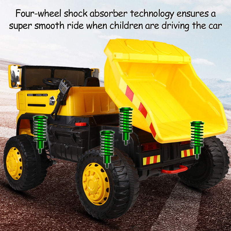 Load image into Gallery viewer, 12V 2-Passenger Ride On Dump Truck with Remote Controlled Electric Construction Vehicle
