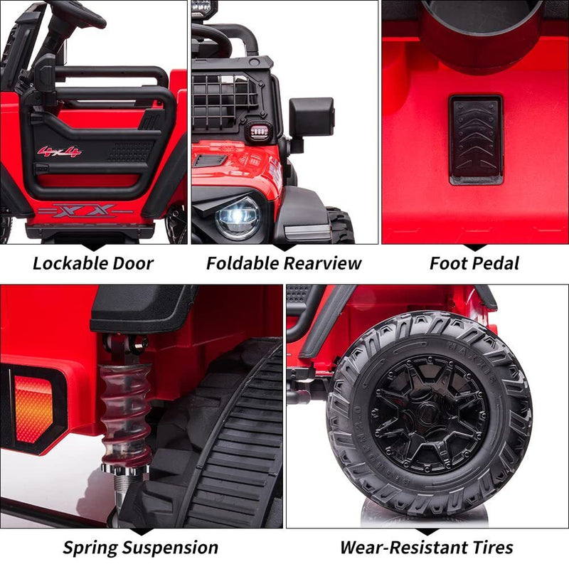 Load image into Gallery viewer, Large Seat 2-Seater Ride-On Truck for Kids with Remote Control - Red Color, 24V
