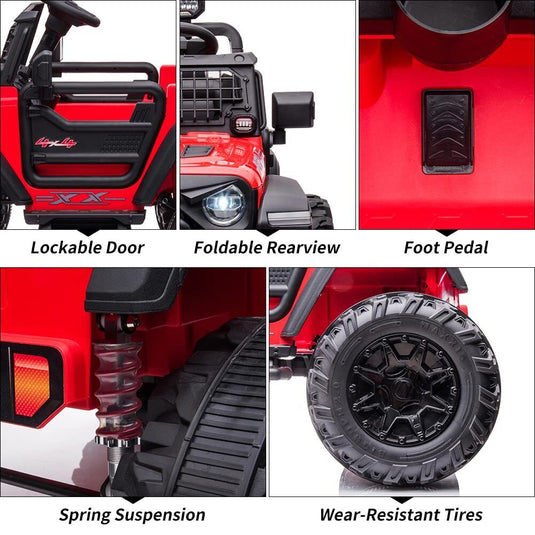 Large Seat 2-Seater Ride-On Truck for Kids with Remote Control - Red Color, 24V
