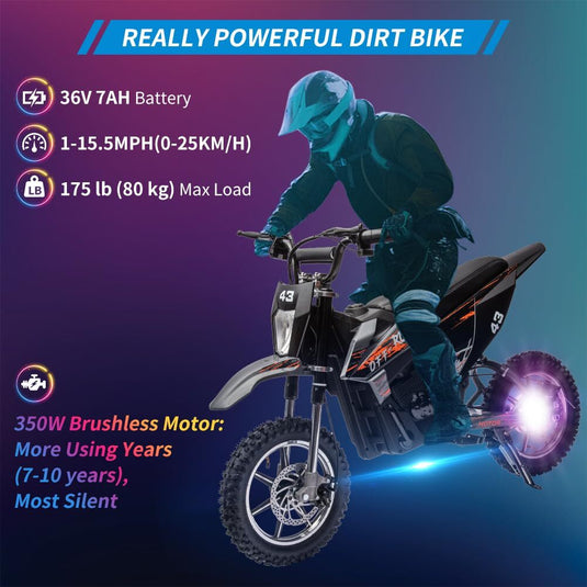 36V Battery-Powered Off-Road Electric Ride-On Motorcycle for Kids