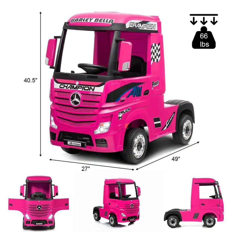 Load image into Gallery viewer, Electric Kids Toy Mercedes Benz Actros Remote Control Pink Ride-on Car 12V
