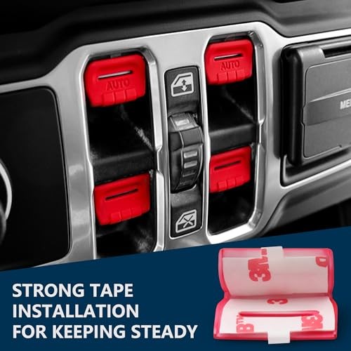 Load image into Gallery viewer, Red Window Button Cover Compatible with 2018-2025 Jeep Wrangler JL Unlimited Sahara Rubicon
