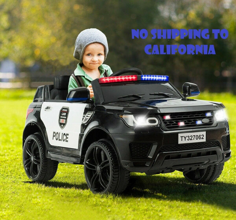 Load image into Gallery viewer, 12V Electric Police Car for Kids with Rechargeable Battery, Music and Bluetooth Sounds
