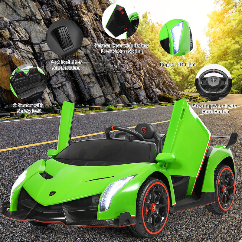 Load image into Gallery viewer, Licensed 12V Lamborghini Kids Ride On Car with RC &amp; Swing Function - Green, 2-Seater
