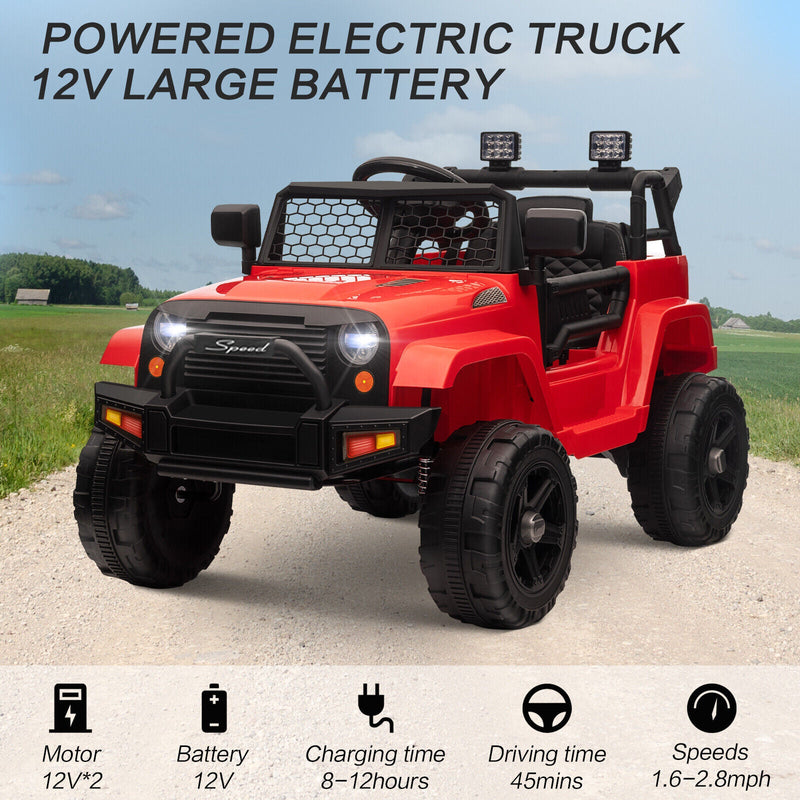 Load image into Gallery viewer, 12V Kids Ride-On Truck with Remote Control, Power Wheels, and LED Lights
