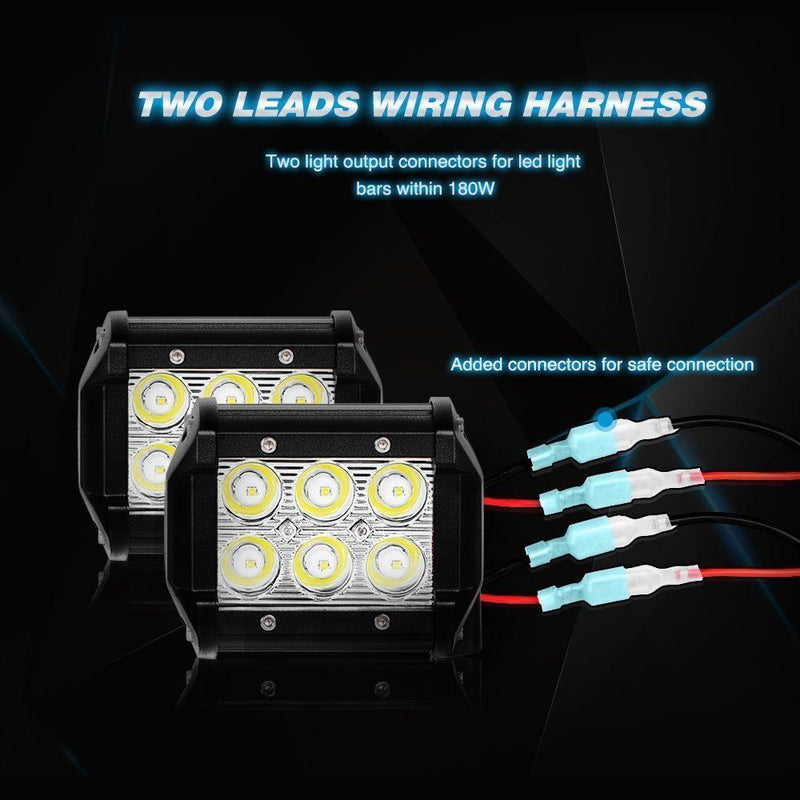 Load image into Gallery viewer, LED LIGHT BAR WIRING HARNESS KIT (2 LEADS 16AWG) WITH FUSE 12V 40A RELAY 3/4" ON/OFF SWITCH
