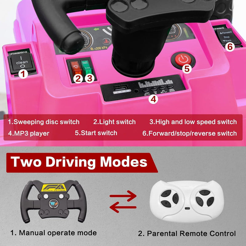 Load image into Gallery viewer, 12V Kids Ride-On Construction Sweeper Truck with Trailer and Rubbish Bin Toy Car
