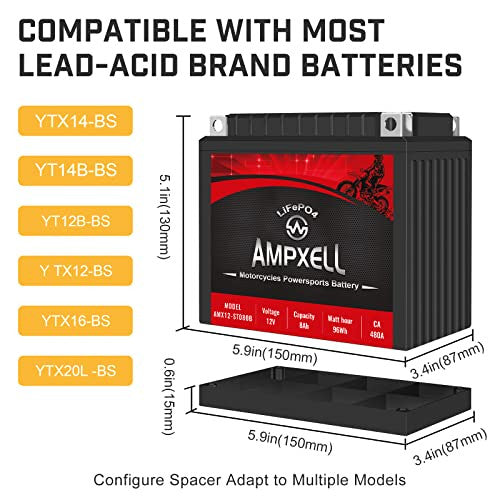 Load image into Gallery viewer, YTX14-BS 12V 8Ah Lithium Powersport ATV Motorcycle Battery with 480A CCA
