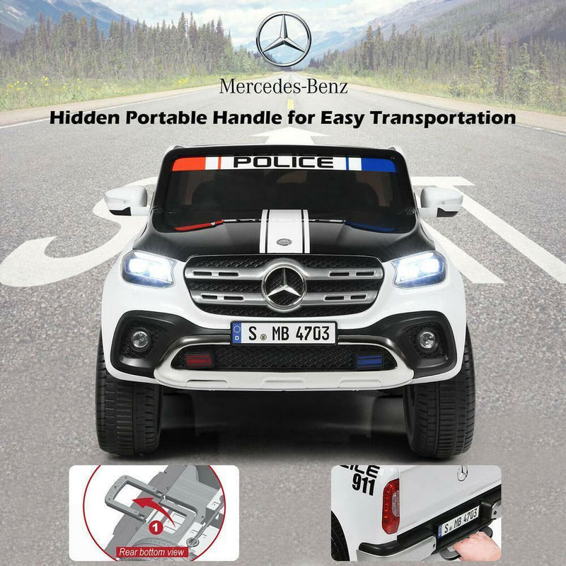 Load image into Gallery viewer, Police Car Ride-On Toy for Kids - 2 Seater Licensed Mercedes Benz X Class RC Trunk
