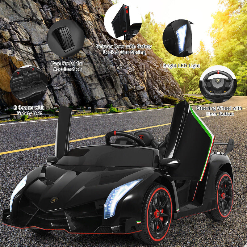 Load image into Gallery viewer, 2-Seater Licensed Lamborghini Kids Ride On Car with RC and Swing Function - Black (12V)
