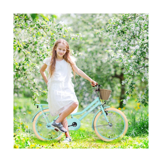 Kids 20/24 Inch Girls Cruiser Bike with Basket Single Speed