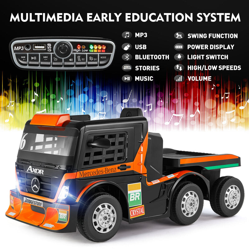 Load image into Gallery viewer, 12V10AH Battery Kids Ride On Truck with Swing, Trailer, LED, MP3, and Bluetooth RC Features
