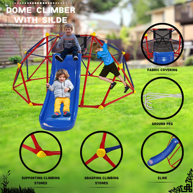 Load image into Gallery viewer, 6ft Dome Climber with 1.2m Slide and Blue Climbing Stones for Ages 3+

