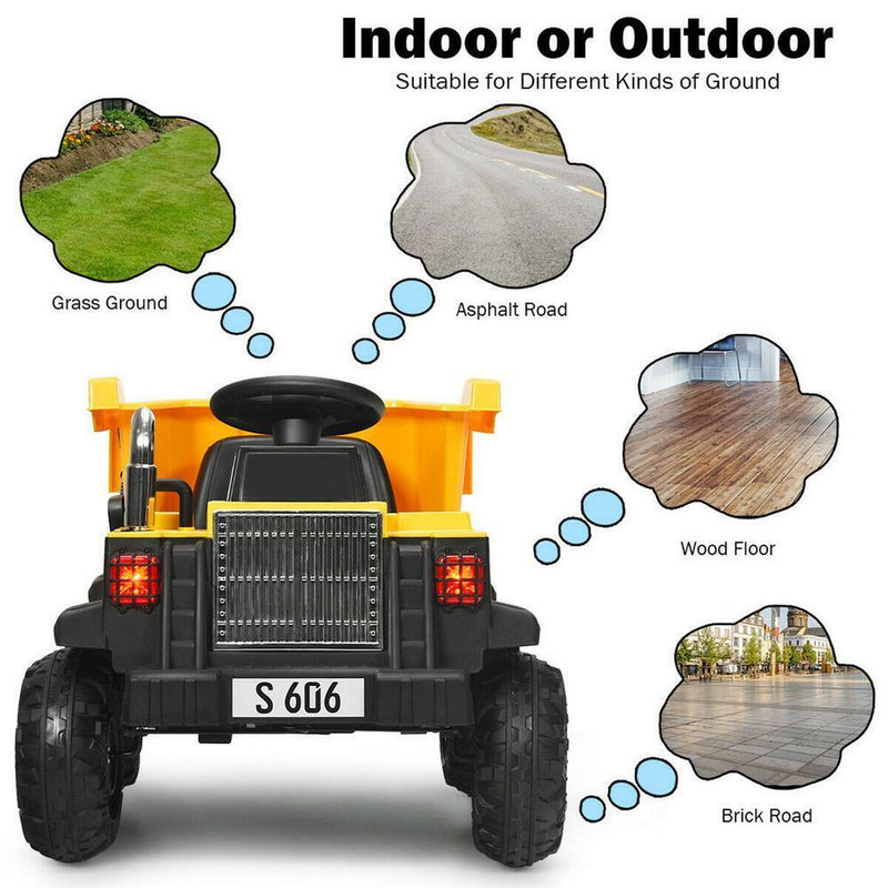 Load image into Gallery viewer, 12V Electric Ride On Dump Truck with Remote Control for Kids - Construction Tractor with Working Bucket
