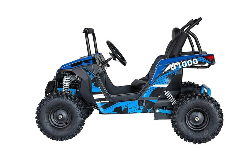 Load image into Gallery viewer, Blue 48V 1000W UTV Children&#39;s Electric Three Speed Single Seat Brushless Roll Cage
