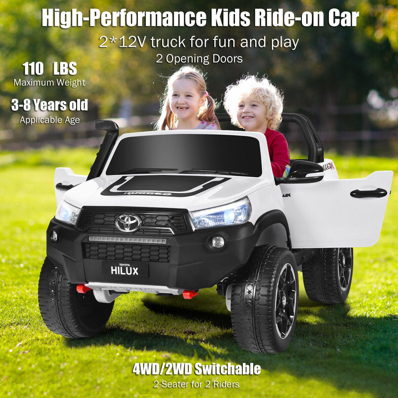 Load image into Gallery viewer, 2-Seater 4WD Toyota Hilux Ride On Truck with Remote Control - Licensed, 12V, White
