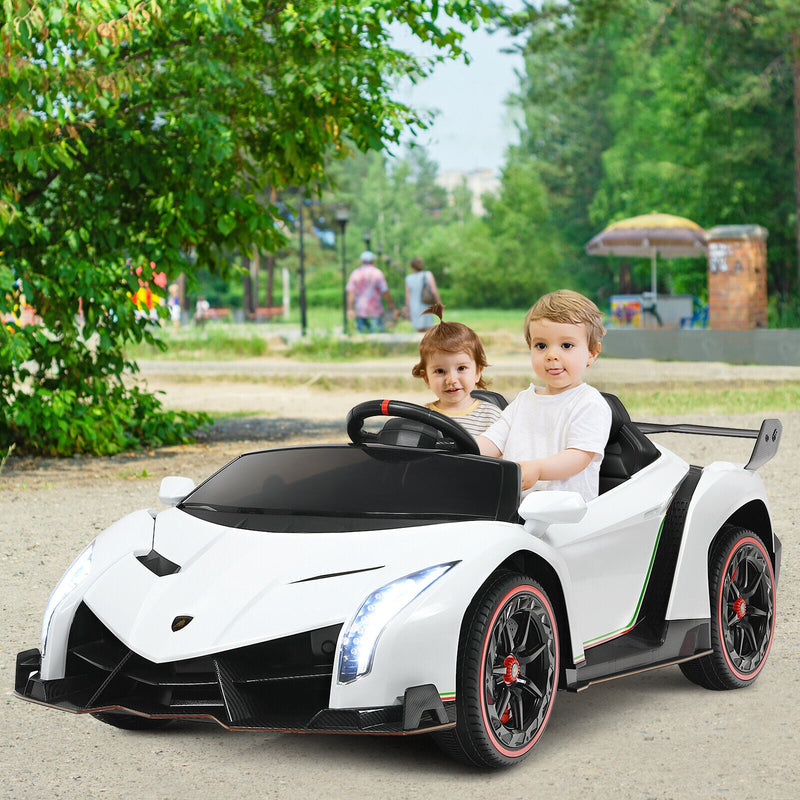 Load image into Gallery viewer, 2-Seater Licensed Lamborghini Kids Ride On Car with RC and Swing Function - White (12V)
