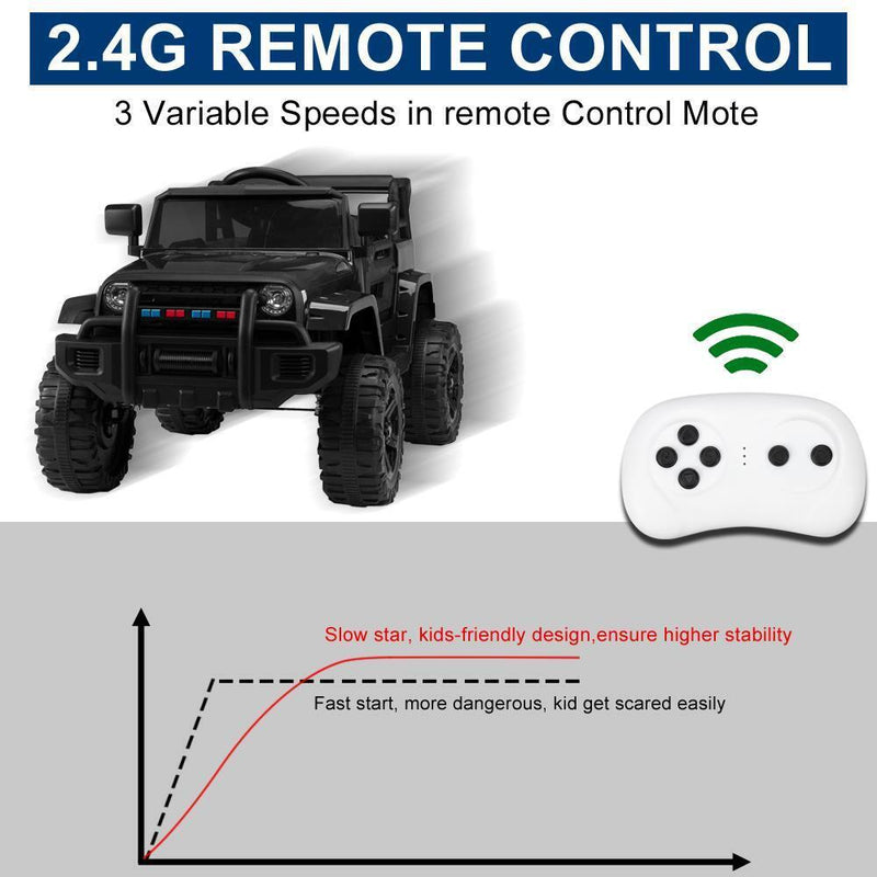 Load image into Gallery viewer, Electric 12V Black Kids Ride-On Truck with 2.4G Remote Control and 3 Speed Modes
